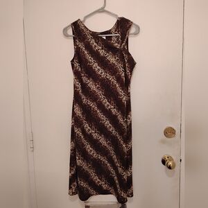 Sleeveless Leopard Print Midi Dress | Size 10